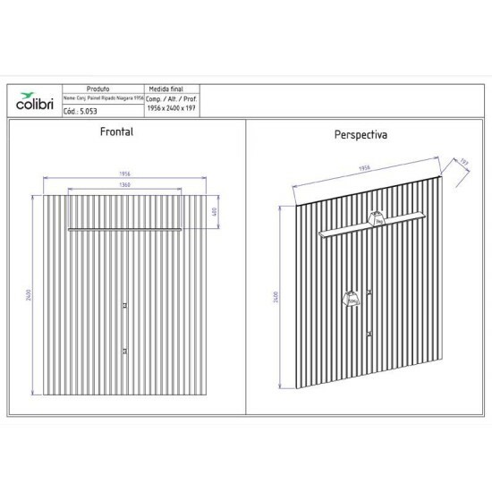 Painel Ripado Ni�gara Larg. 1.95m Freij� para TV\\\'s at� 82\\\'\\\' - Colibri