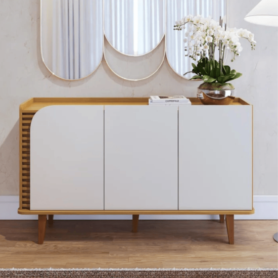 Buffet Jurer� C/Detalhe Ripado Larg. 1.36m Naturale/Off White Mate - Colibri