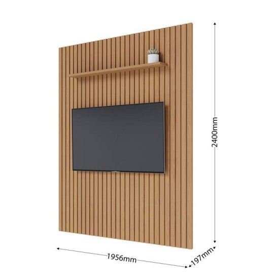 Bancada 1,80m Noronha Off/Freij� + Painel 1,95m Ripado Ni�gara Freij� para TV at� 82 - Colibri