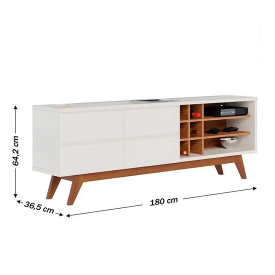 Bancada 1,80m Noronha Off/Freij� + Painel 1,95m Ripado Ni�gara Freij� para TV at� 82 - Colibri