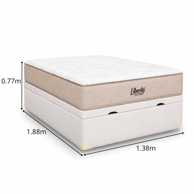 Colch�o Casal Libert� Molas Ensacadas Inovaflex + Base Box Ba� Casal Prime Confort Linh�o Palha Blindado Issacar 138x188x77 | Suporta at� 120kg