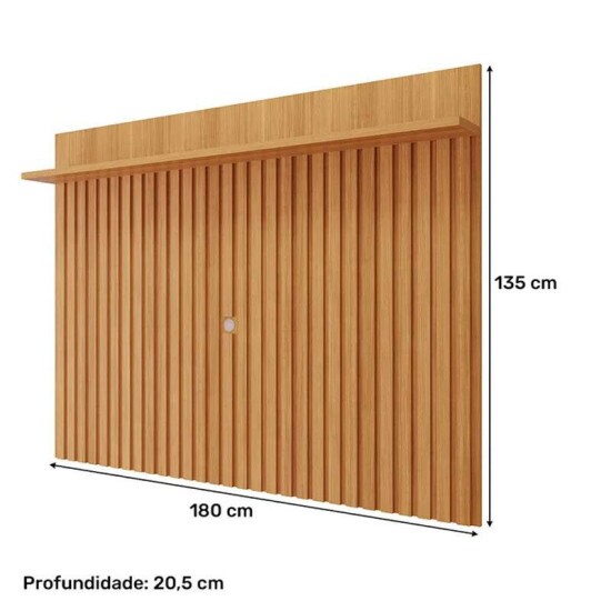 Bancada Moema Larg. 1.85m Off/Cinamomo + Painel Trend Ripado Larg. 1.80m Cinamomo 100% MDF - Perm�bili