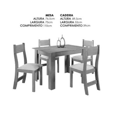 Mesa de Jantar Perla Mel 110�75 + 4 Cadeiras Brisa Assento Veludo Bege - Viero