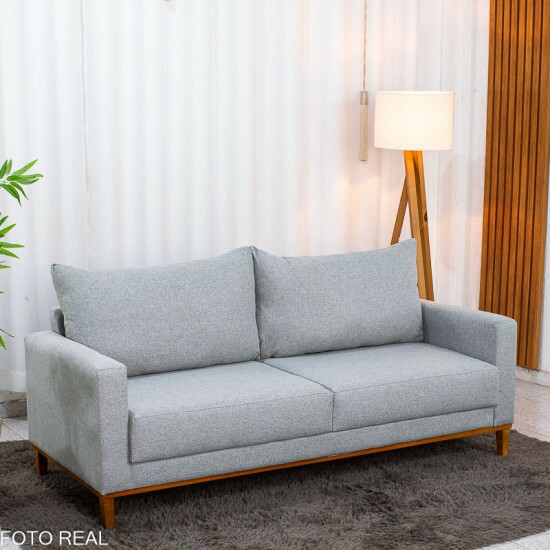 Sof� 3 lugares Fel�cia 1.82m Linho Cinza