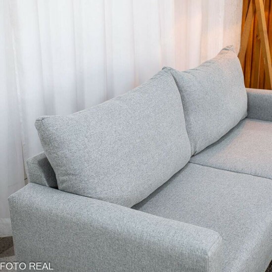 Sof� 3 lugares Fel�cia 1.82m Linho Cinza + Poltrona Runa Linho Cinza