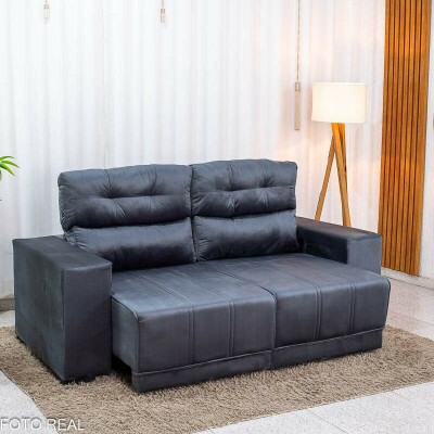 Sof� Retr�til Reclin�vel Royal 2.00m Veludo Grafite