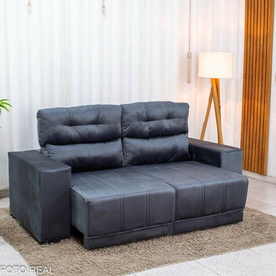 Sof� Retr�til Reclin�vel Royal 2.00m Veludo Grafite
