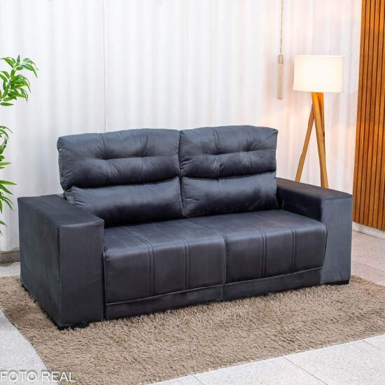 Sof� Retr�til Reclin�vel Royal 2.00m Veludo Grafite