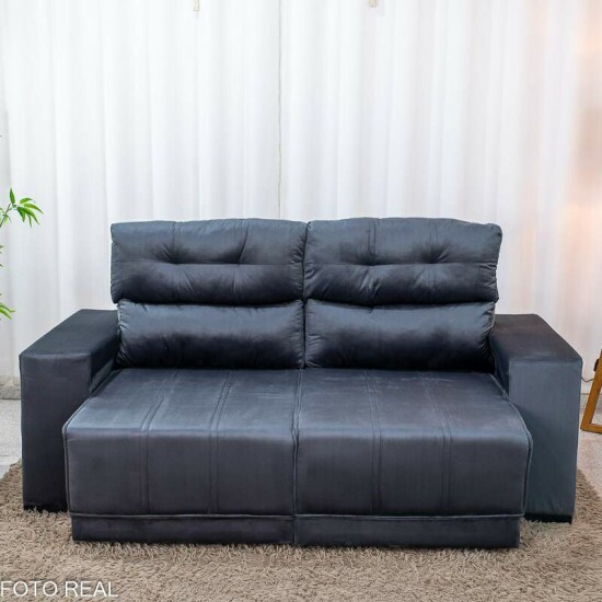 Sof� Retr�til Reclin�vel Royal 2.00m Veludo Grafite