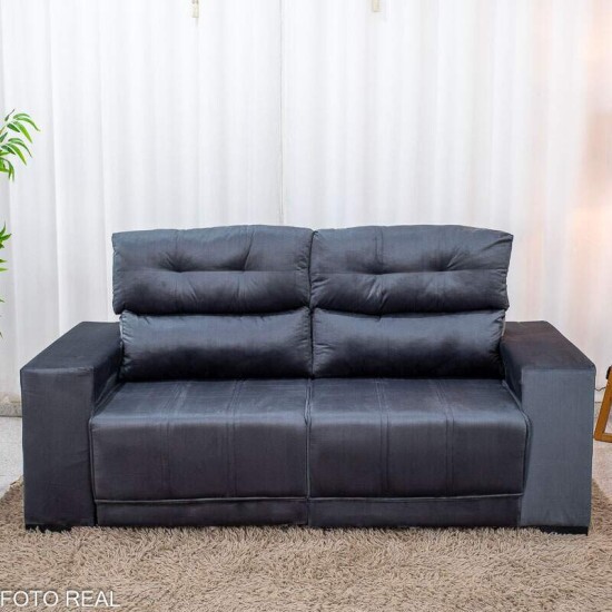 Sof� Retr�til Reclin�vel Royal 2.00m Veludo Grafite