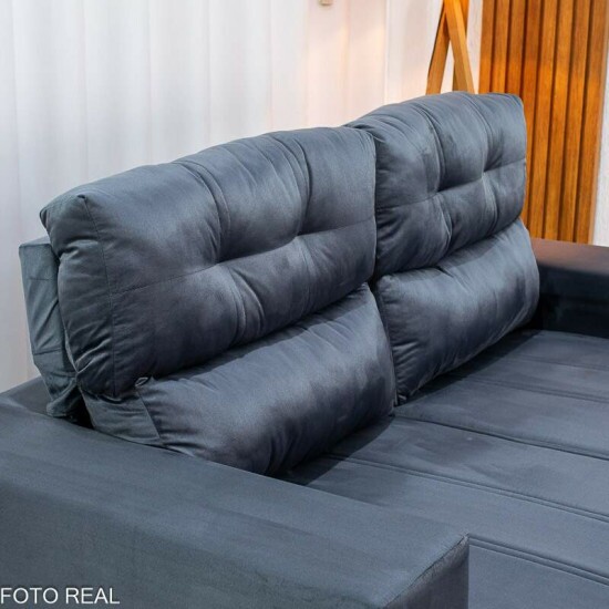 Sof� Retr�til Reclin�vel Royal 2.00m Veludo Grafite