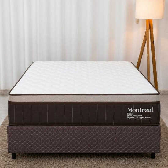 Colch�o Casal Montreal 138x188x32 Molas Ensacadas Viero + Base Box Casal Universal Marrom Bordado Gazin 138x188x79 | Suporta at� 260kg