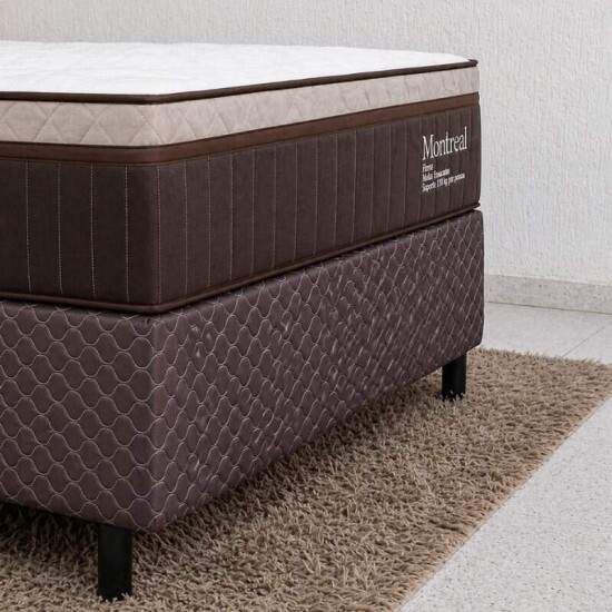 Colch�o Casal Montreal 138x188x32 Molas Ensacadas Viero + Base Box Casal Universal Marrom Bordado Gazin 138x188x79 | Suporta at� 260kg