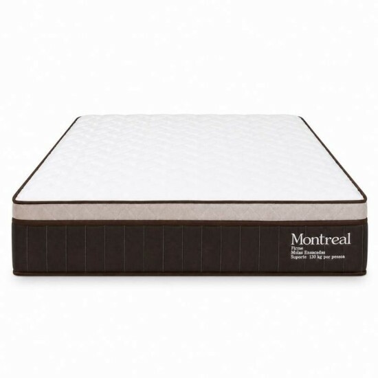 Colch�o Casal Montreal 138x188x32 Molas Ensacadas Viero + Base Box Casal Universal Marrom Bordado Gazin 138x188x79 | Suporta at� 260kg