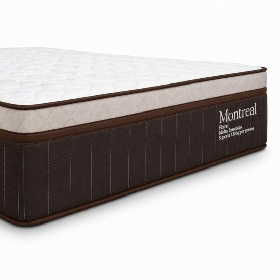 Colch�o Casal Montreal 138x188x32 Molas Ensacadas Viero + Base Box Casal Universal Marrom Bordado Gazin 138x188x79 | Suporta at� 260kg