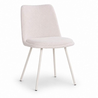 Cadeira Selene Off White Base Areia Tecido Boucl� - Rivati