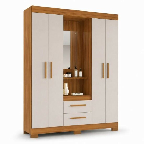 Guarda-roupa NT 6055 4 portas 2 Gavetas Freij�/Off C/P�s Larg. 1.38m - Not�vel