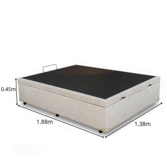 Colch�o Casal Molas Ensacadas Due Viero + Base Box Casal Ba� Prime Confort Linh�o Palha Blindado Issacar - 138x188x71