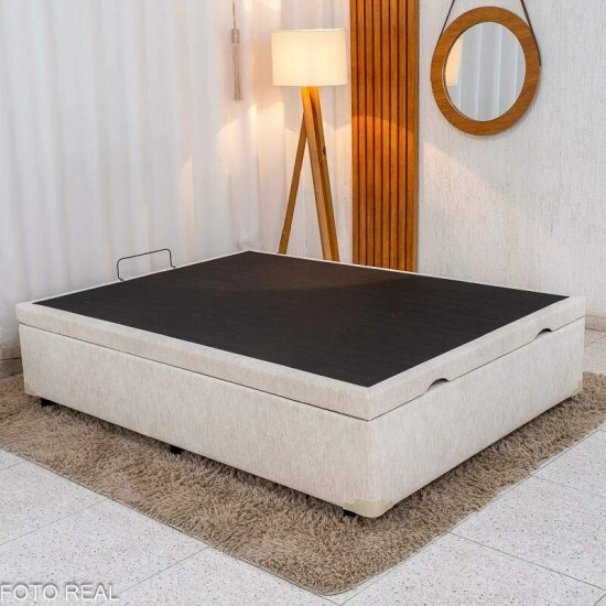 Colch�o Casal Molas Ensacadas Due Viero + Base Box Casal Ba� Prime Confort Linh�o Palha Blindado Issacar - 138x188x71