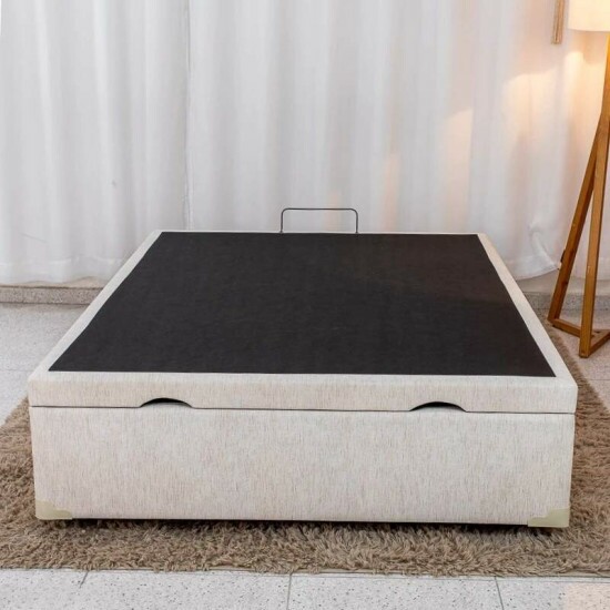 Colch�o Casal Molas Ensacadas Due Viero + Base Box Casal Ba� Prime Confort Linh�o Palha Blindado Issacar - 138x188x71