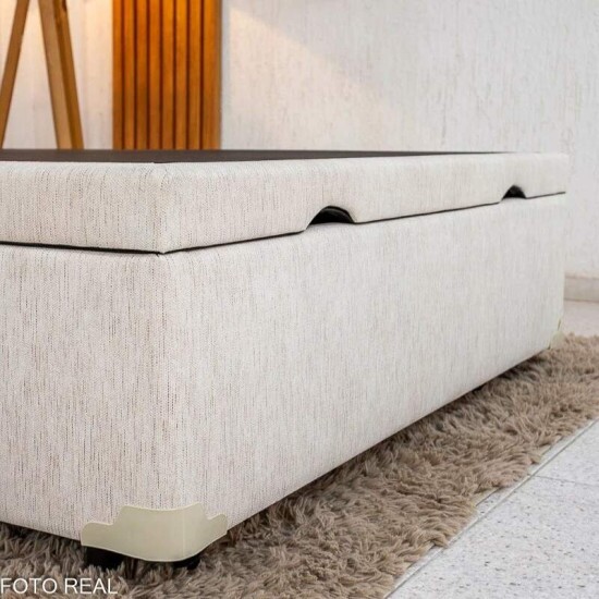 Colch�o Casal Molas Ensacadas Due Viero + Base Box Casal Ba� Prime Confort Linh�o Palha Blindado Issacar - 138x188x71