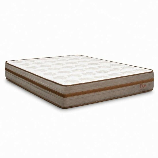 Colch�o Casal Molas Ensacadas Due Viero + Base Box Casal Ba� Prime Confort Linh�o Palha Blindado Issacar - 138x188x71