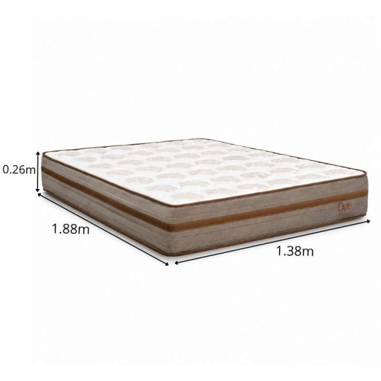 Colch�o Casal Molas Ensacadas Due Viero + Base Box Casal Ba� Prime Confort Linh�o Palha Blindado Issacar - 138x188x71