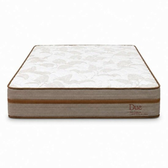 Colch�o Casal Molas Ensacadas Due Viero + Base Box Casal Ba� Prime Confort Linh�o Palha Blindado Issacar - 138x188x71