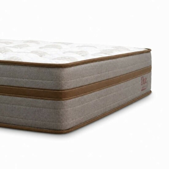 Colch�o Casal Molas Ensacadas Due Viero + Base Box Casal Ba� Prime Confort Linh�o Palha Blindado Issacar - 138x188x71