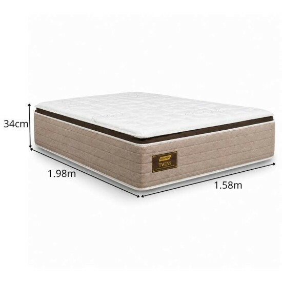 Colch�o Queen Molas Ensacadas BlueWave Twins Gazin 158x198x34 cm | Suporta at� 290kg