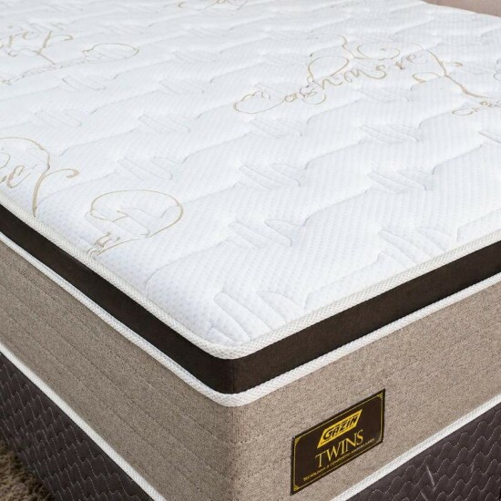 Colch�o Queen Molas Ensacadas BlueWave Twins Gazin + Base Box Queen Bipartido Universal Bordado Marrom Gazin - 158x198x74