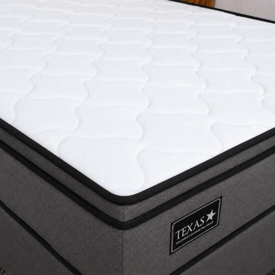 Colch�o Queen Molas Ensacadas Texas + Base Box Queen Bipartido Linho Grafite Gazin - 158x198x69