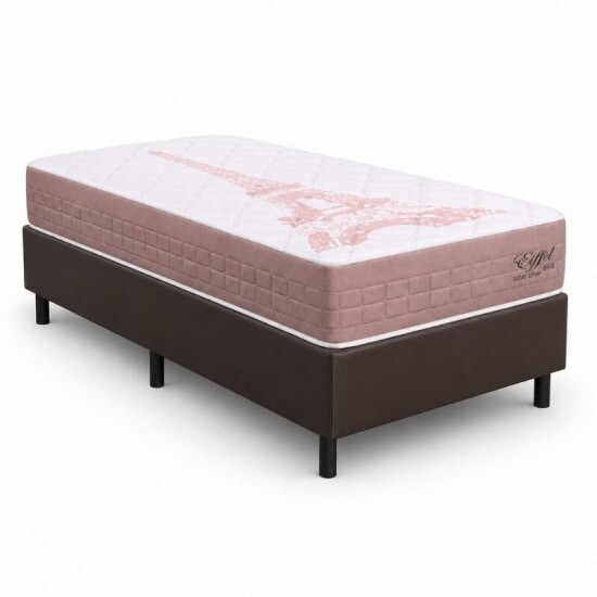 Colch�o Solteiro Molas Ensacadas Eiffel Anjos + Base Box Solteiro Korino Marrom Ortobel - 88x188x63 cm