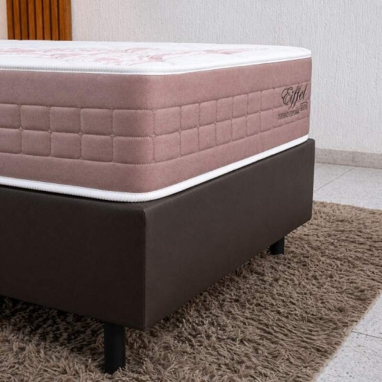 Colch�o Solteiro Molas Ensacadas Eiffel Anjos + Base Box Solteiro Korino Marrom Ortobel - 88x188x63 cm