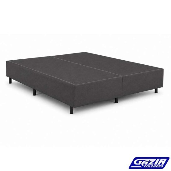 Colch�o Queen Carbon Molas Ensacadas Anjos + Base Box Queen Bipartido Linho Grafite Gazin - 158x198x72 | Suporta at� 240kg