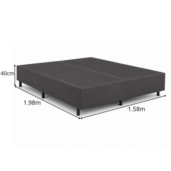 Colch�o Queen Carbon Molas Ensacadas Anjos + Base Box Queen Bipartido Linho Grafite Gazin - 158x198x72 | Suporta at� 240kg