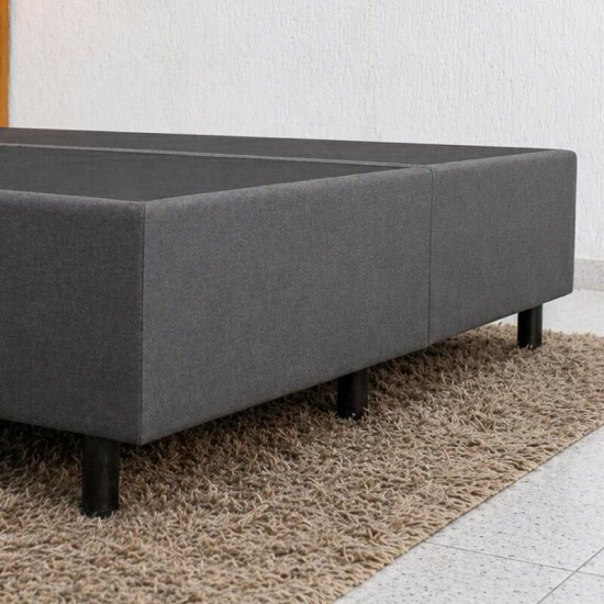 Colch�o Queen Carbon Molas Ensacadas Anjos + Base Box Queen Bipartido Linho Grafite Gazin - 158x198x72 | Suporta at� 240kg