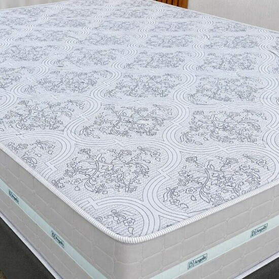 Colch�o Queen Carbon Molas Ensacadas Anjos + Base Box Queen Bipartido Linho Grafite Gazin - 158x198x72 | Suporta at� 240kg