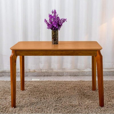 Mesa Alegra 120�80 Tampo Madeirado Cinamomo Base Madeira - JCM