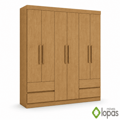 Guarda-roupa Zeus Am�ndoa Clean 6 Portas 4 Gavetas Larg. 1.77m - M�veis Lopas