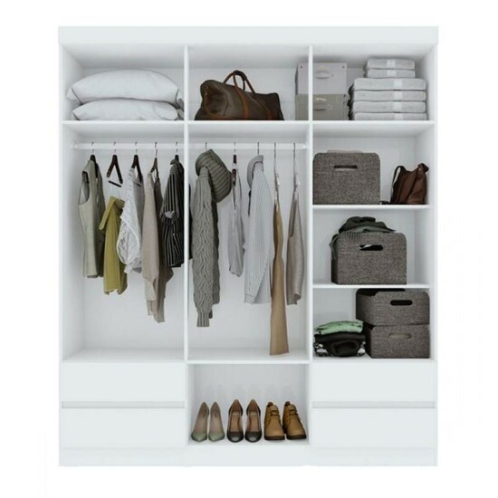 Guarda-roupa Zeus Branco 6 Portas 4 Gavetas Larg. 1.77m - M�veis Lopas