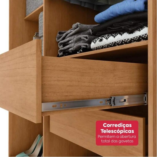 Guarda-roupa Andara Am�ndoa Clean C/Espelho 8 Portas 4 Gavetas Larg. 2.36m - Lopas