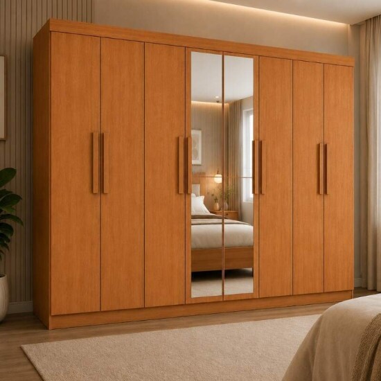 Guarda-roupa Andara Am�ndoa Clean C/Espelho 8 Portas 4 Gavetas Larg. 2.36m - Lopas