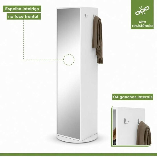 Sapateira Esthela Branco C/Base Girat�ria e Espelho Larg. 0.60m - M�veis Lopas