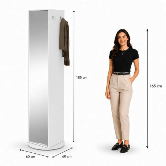 Sapateira Esthela Branco C/Base Girat�ria e Espelho Larg. 0.60m - M�veis Lopas