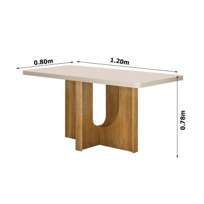 Mesa Dora Tampo 120x80 Vidro Off Base MDF Cinamomo - Valdem�veis