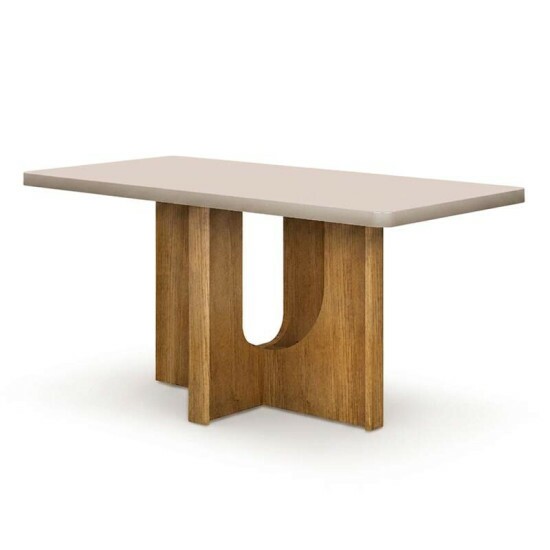 Mesa Dora Tampo 120x80 Vidro Off Base MDF Cinamomo - Valdem�veis