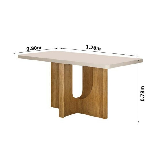 Mesa Dora Tampo 120x80 Vidro Off Base MDF Cinamomo - Valdem�veis