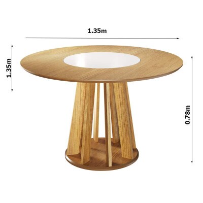 Mesa Flora com Prato Girat�rio 1.35x1.35 m Cinamomo/Off - Valdem�veis