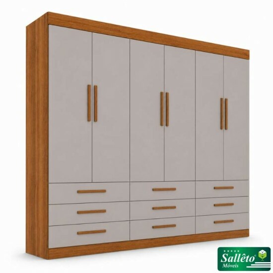 Guarda-roupa Dinamarca Larg. 1.84m Cinamomo/Off 6 Portas 9 Gavetas - Sall�to
